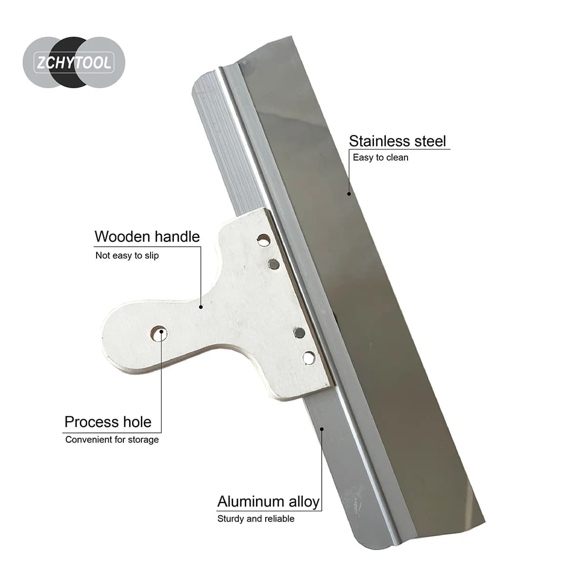 40/50cm Stainless Steel Scraper Putty Knife with Wooden Handle Heavy Duty Paint Scraper Wall Cleaning Tool