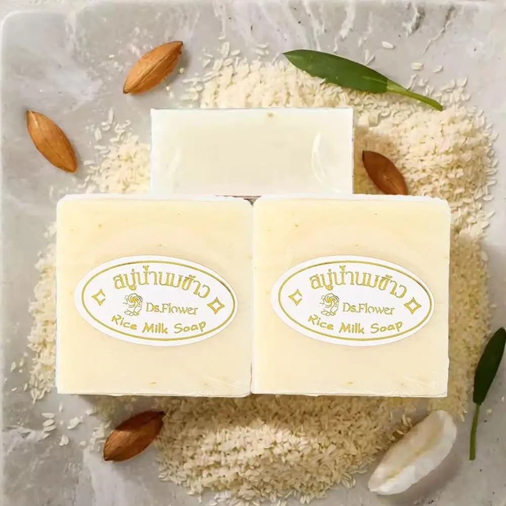 Handmade Rice Milk Soap Original Milk Rice Soap Essential Oil Soap Bath Handmade Soap Deep Cleansing Whitening Soap