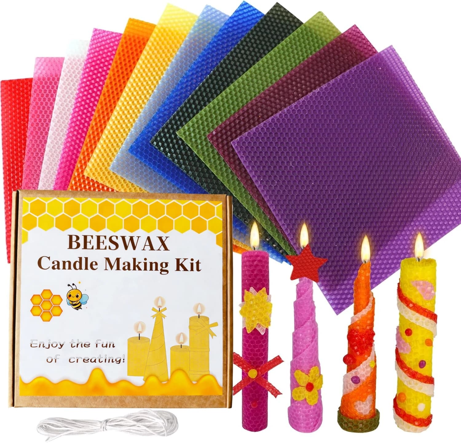 Beeswax Candle Making Kit 12pcs 8"  Beeswax Sheets for Candle Making DIY Candles Making Supplies for Kids and Adults Beginners