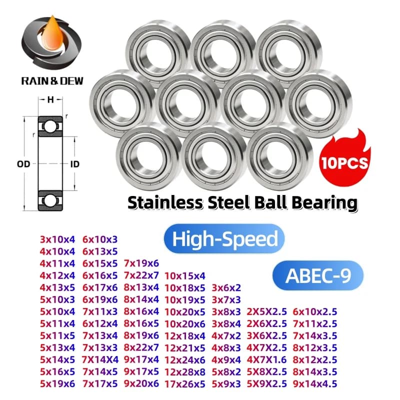 10PCS Stainless Steel Ball Bearings SMR74ZZ 4x7x2.5mm Fishing Reel Bearing For DAIWA & SHIMANO &Abu Garcia Reel Handles Bearing