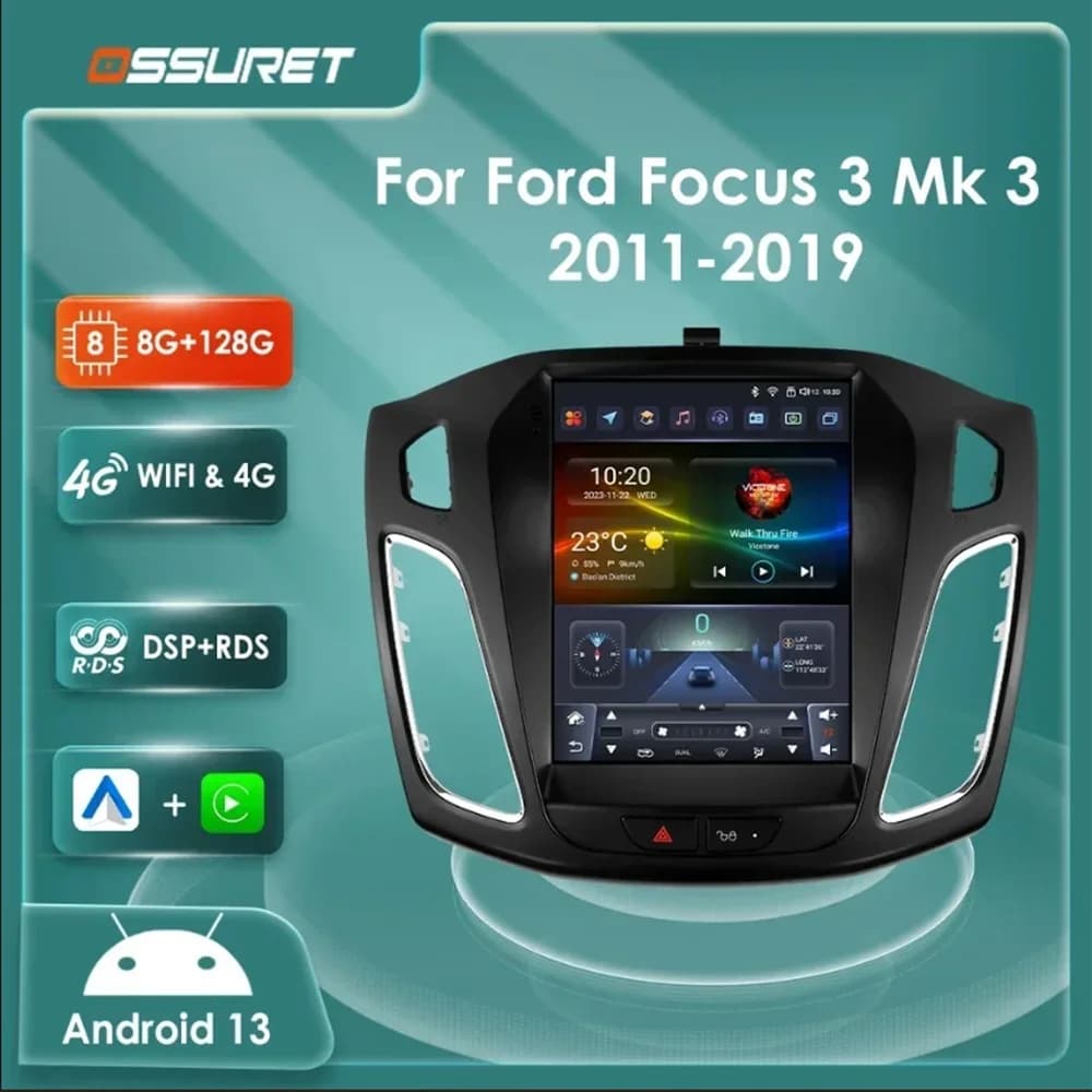 9.7"Carplay Android 13 Autoradio for Ford Focus 3 MK 3 2011-2019 Auto Multimedia player car intelligent systems radio GPS Stereo