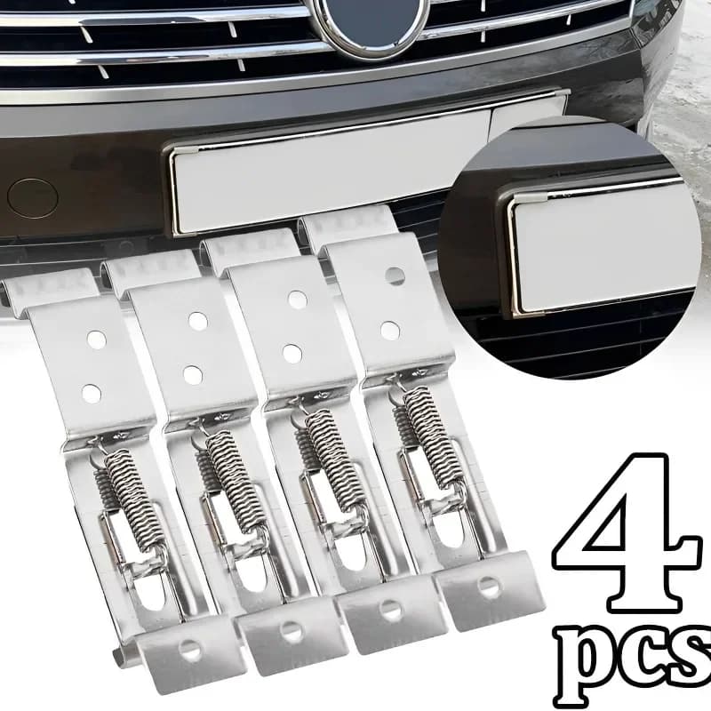 2/4/6PCS Rectangular Car License Plate Spring Loaded Stainless Steel Bracket Cars Frame Holder Clamps Trailer Number Plate Clips
