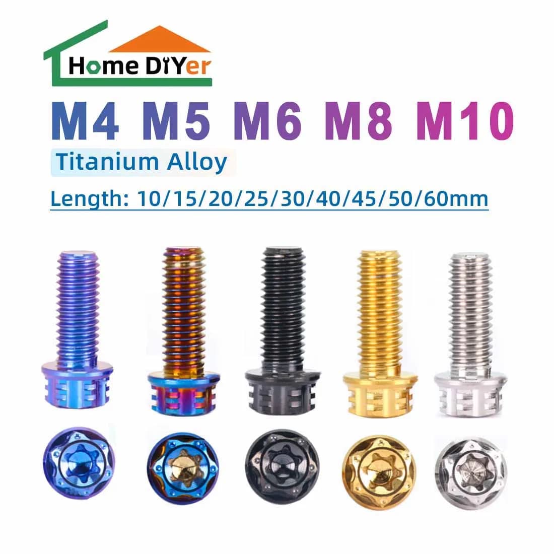 Titanium Ti Bolt Flange Torx Head Screw M4 M5 M6 M8x10 15 20 25 30 35 40 45 50 55 60 65 70 75 80 85 90mm for Motorcycle Refitted