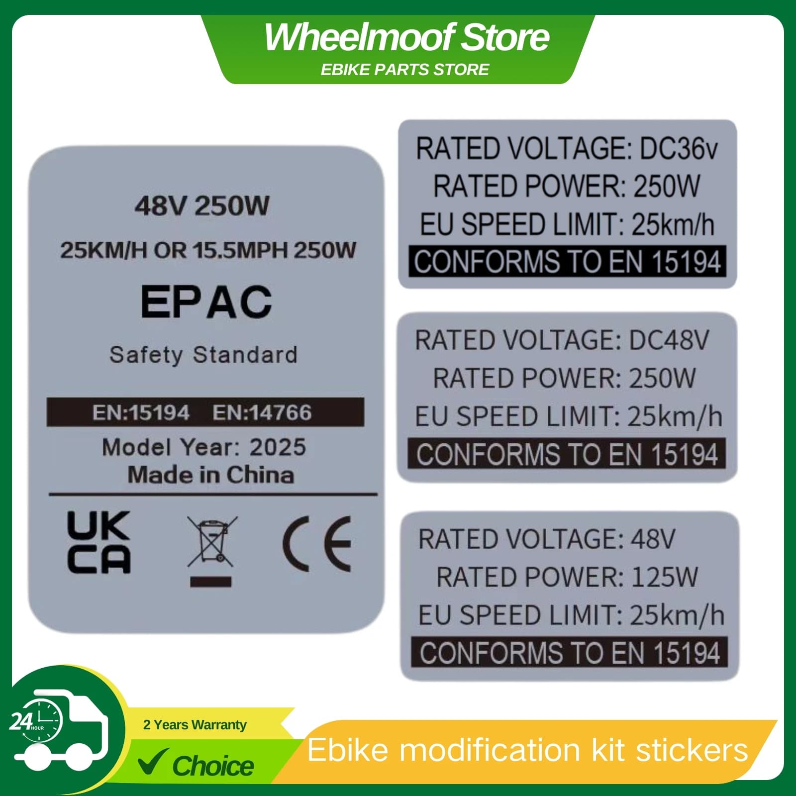 Ebike Modification Kit Stickers, 36V 48V 250W Electric Bike Label, Compatible for Bafang Tongsheng and Other Brand Conversion Ki