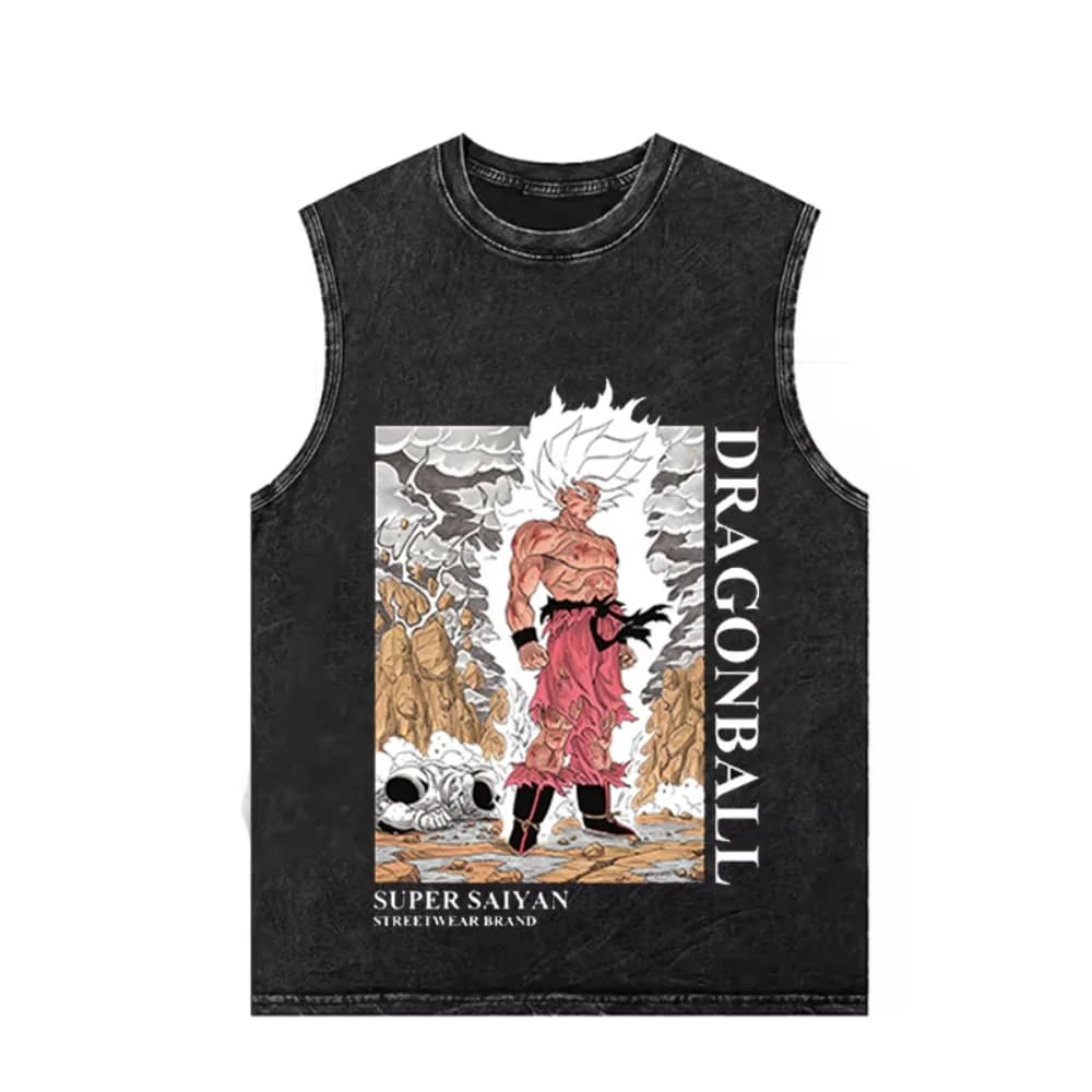 2025 New Dragon Ball Z Goku Teleportation Tank Top Men Anime Muscle Shirt Black Sleeveless Vest with Capsule Corp Logo New