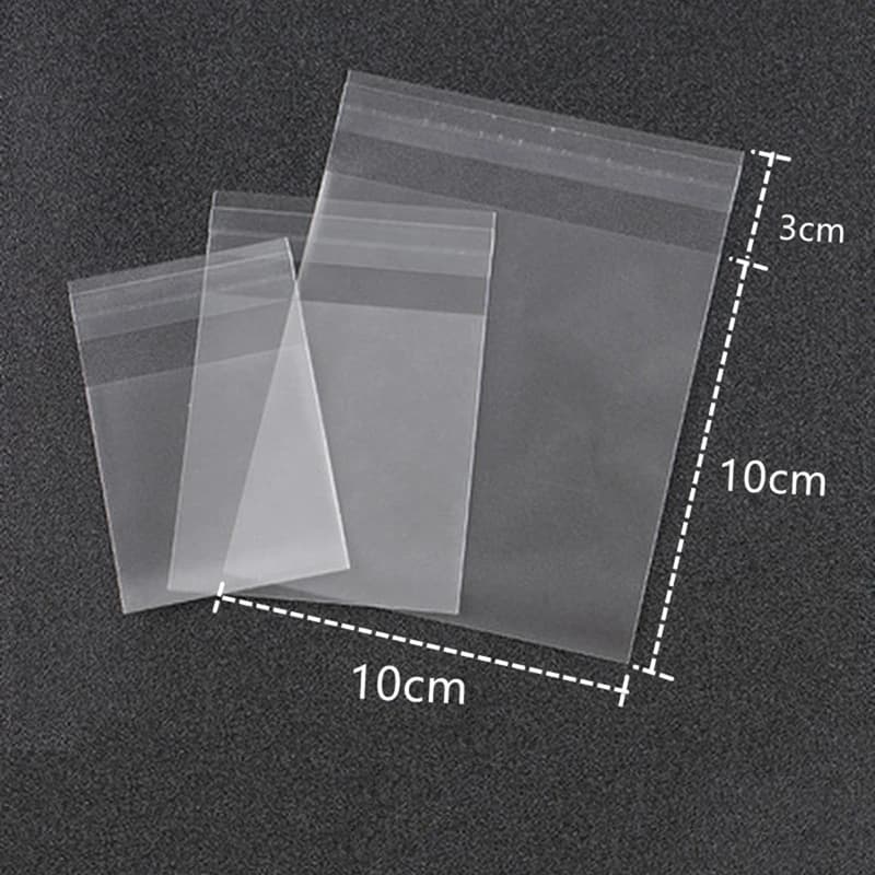 100 piece PE translucent cellophane candy bag self-adhesive white candy cookie gift bag for weddings, birthday parties, baking