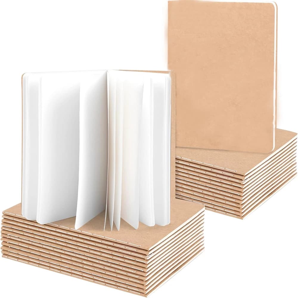 16/24PCS Kraft Notebooks,3.5x5in Pocket Notebooks Blank Paper Small Pocket Journal Notepads  for School Office Home Travel Gifts