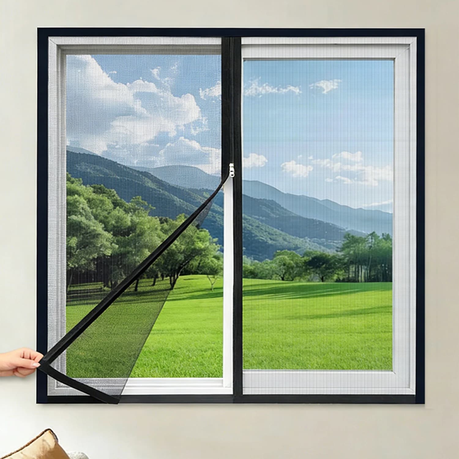 Mosquito Net, Insect Proof Net Mosquito Proof Screen Window Zipper, Curtains and Window Treatments, No Drilling