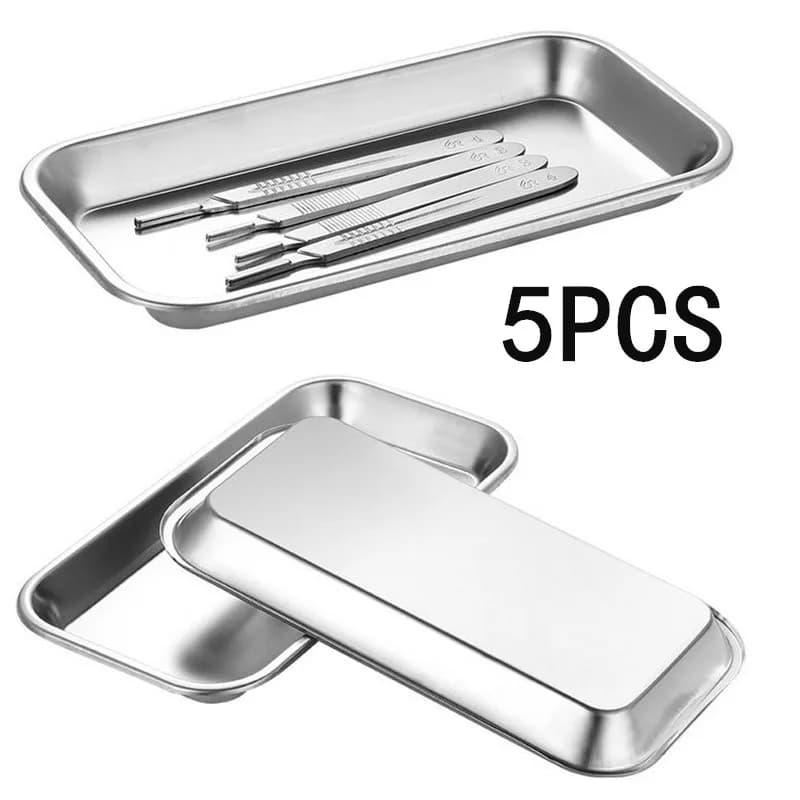 1/2/5pcs Stainless Steel Kitchen Tray Storage Tray Dental Medical Tool Nail Tattoo Dental Medical Tray Dish Jewelry Storage