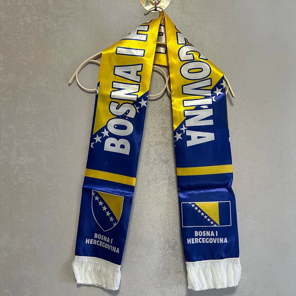 Bosnia and Herzegovin Scarf 14x135cm Double Printed Satin Bosnia and Herzegovin Flag Scarf for Football cup, sports，Events
