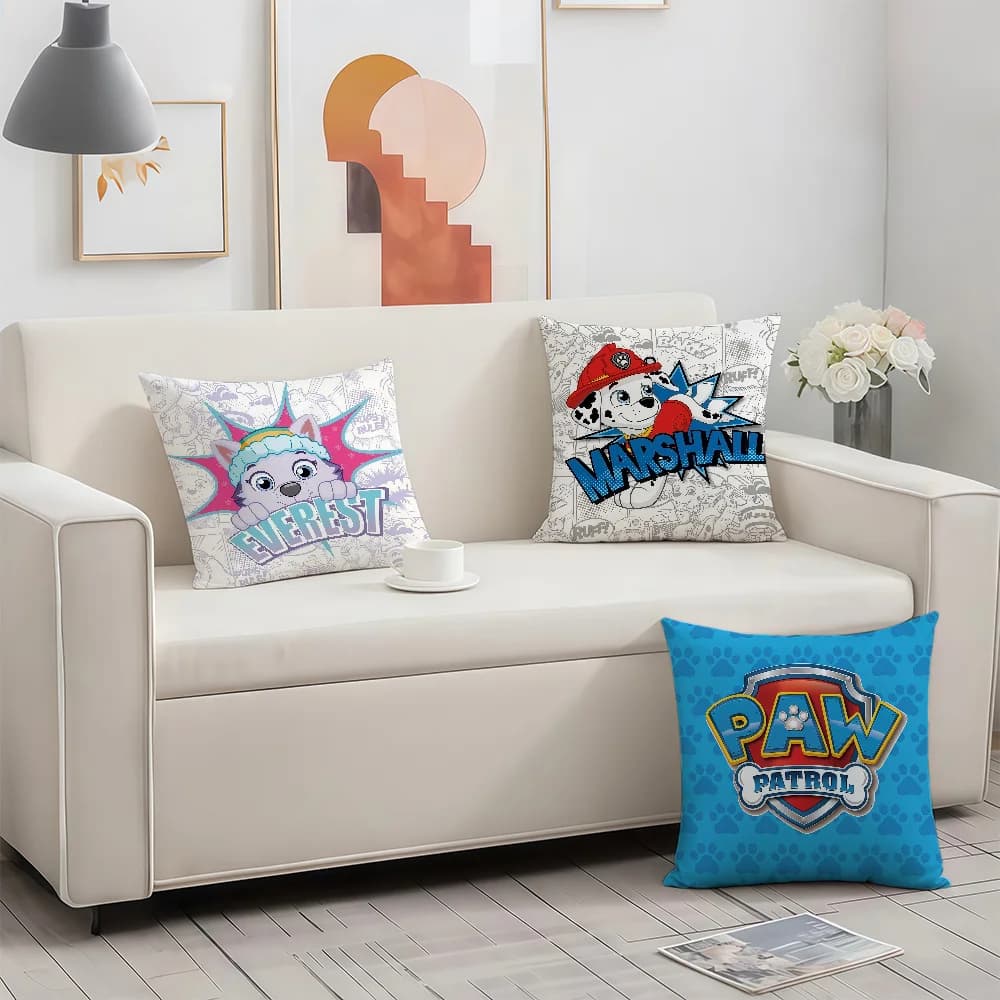 P-PAW P-Patrol Cartoon Cushion Cover Birthday Anniversary Gifts Double Sided Printed Zipper Cushion Cover Soft Skin Bedding