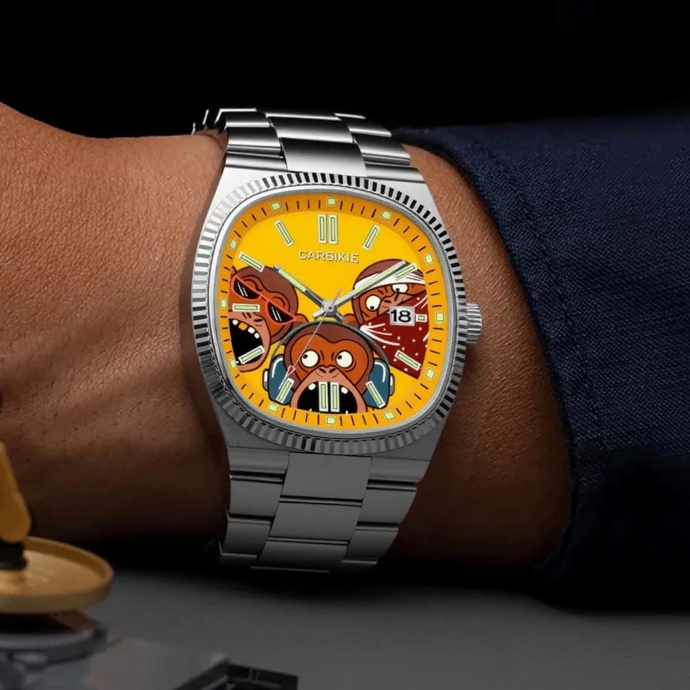 Personalized Cartoon Animation Quartz Men Watch Creative Oil Painting Dial Top Casual Steel Top Men Watch AAA Male Clock Relogio