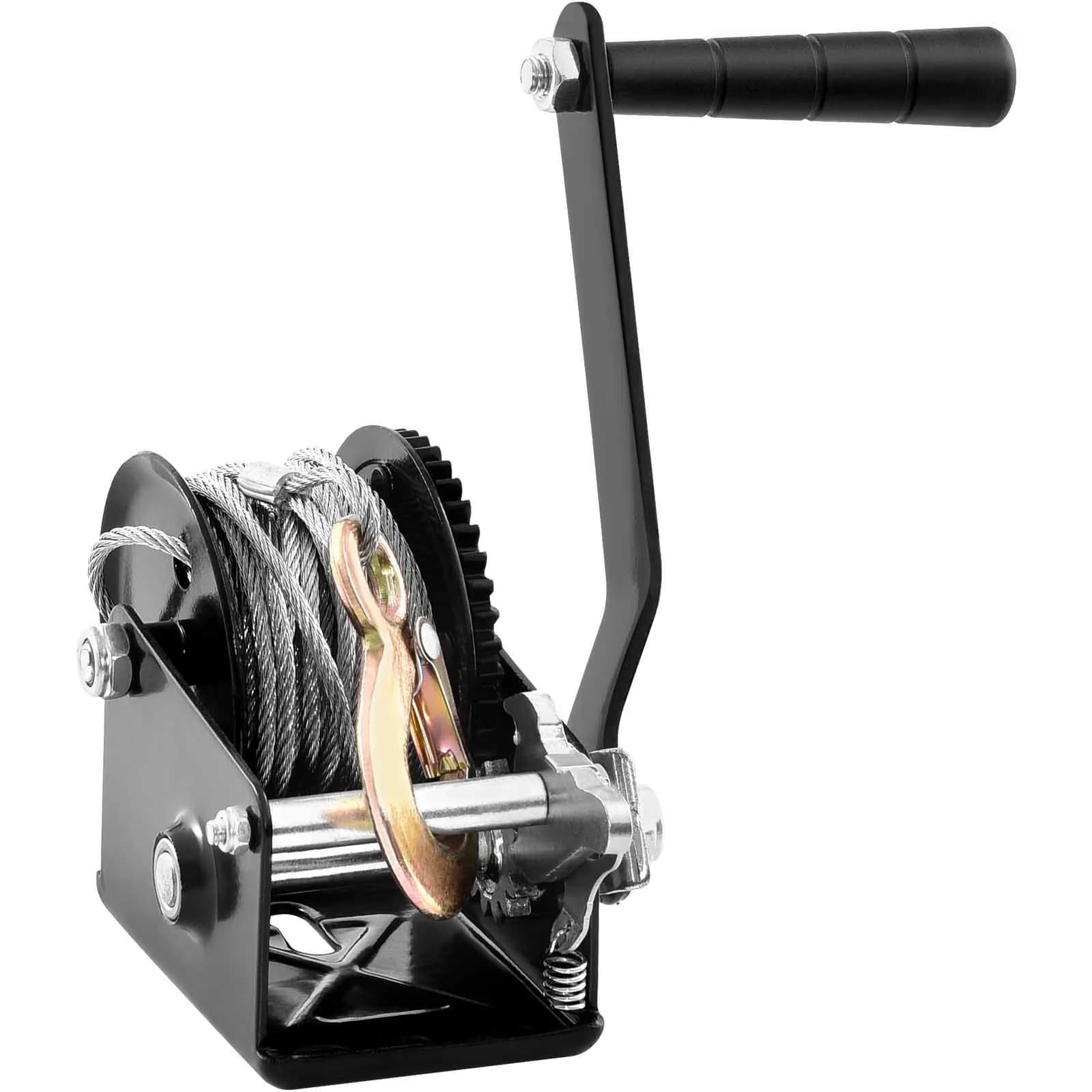 SucceBuy Hand Winch Heavy Duty Rope Crank with 33 ft Steel Wire Cable and Two-Way Ratchet for Trailer Boat or ATV Towing
