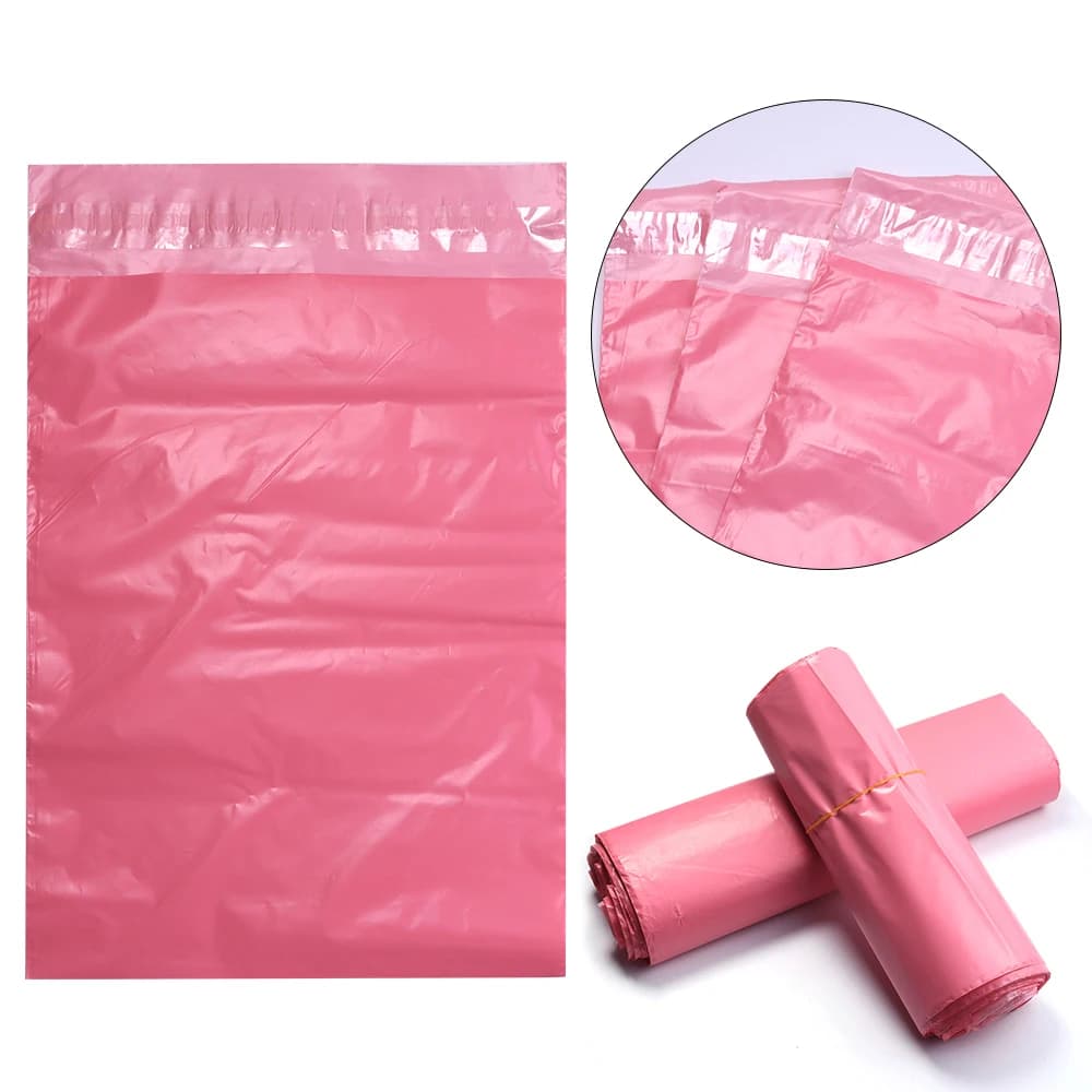 10/20/50Pcs Pink Plastic Logistics Courier Bag Self Adhesive Seal Poly Pouch Waterproof Shipping Packing Envelopes Supplies