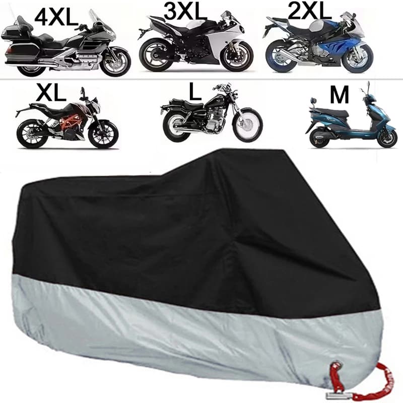 All Season Motorcycle Cover Silver Black Sun Reflective Waterproof Dustproof UV Protection for Moto Scooter M to 4XL 2025