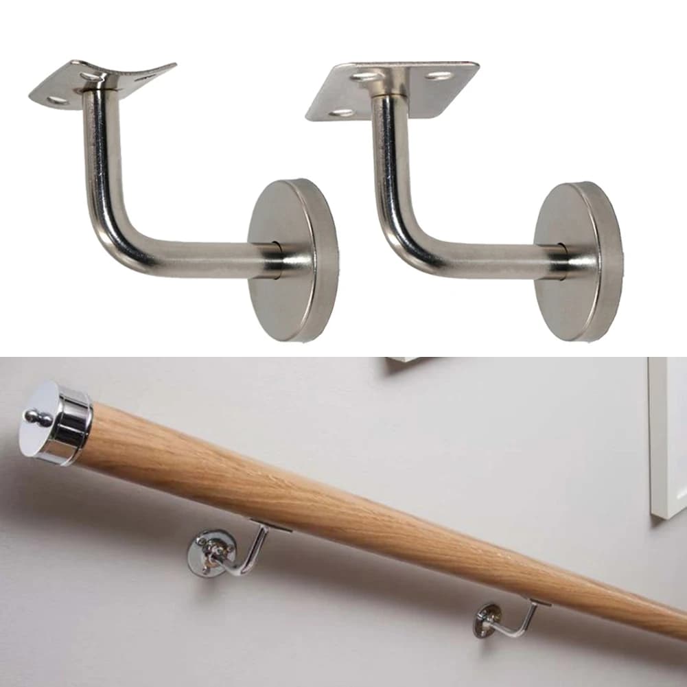 1PC Stair Handrail Brackets Stainless Steel 50x60mm Wall Support Hand Rail Silver Balustrade For Household Hotels Hardware Tools