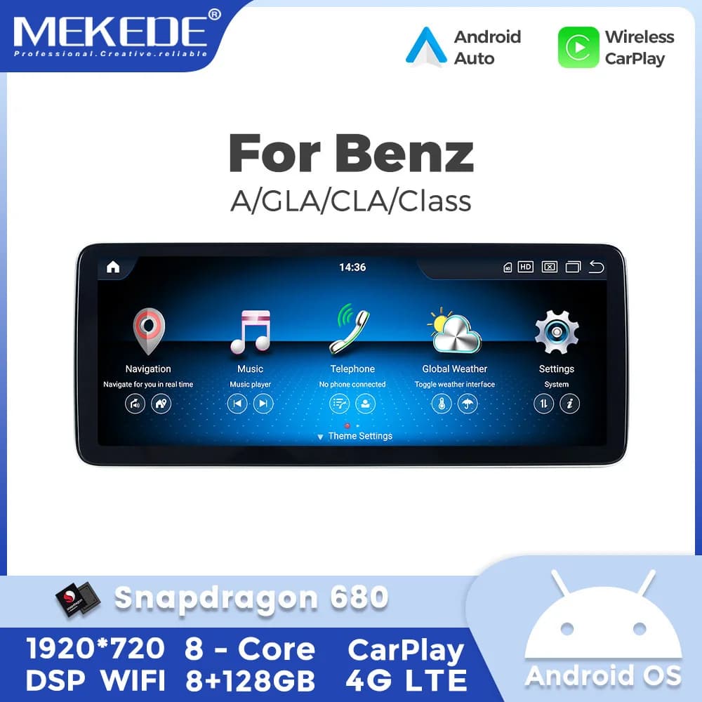 MEKEDE 10.25/12.3-inch 1920*720 CarPlay Android Auto Car Multimedia Player For Mercedes Benz A-Class W176/CLA Class W117 /X156