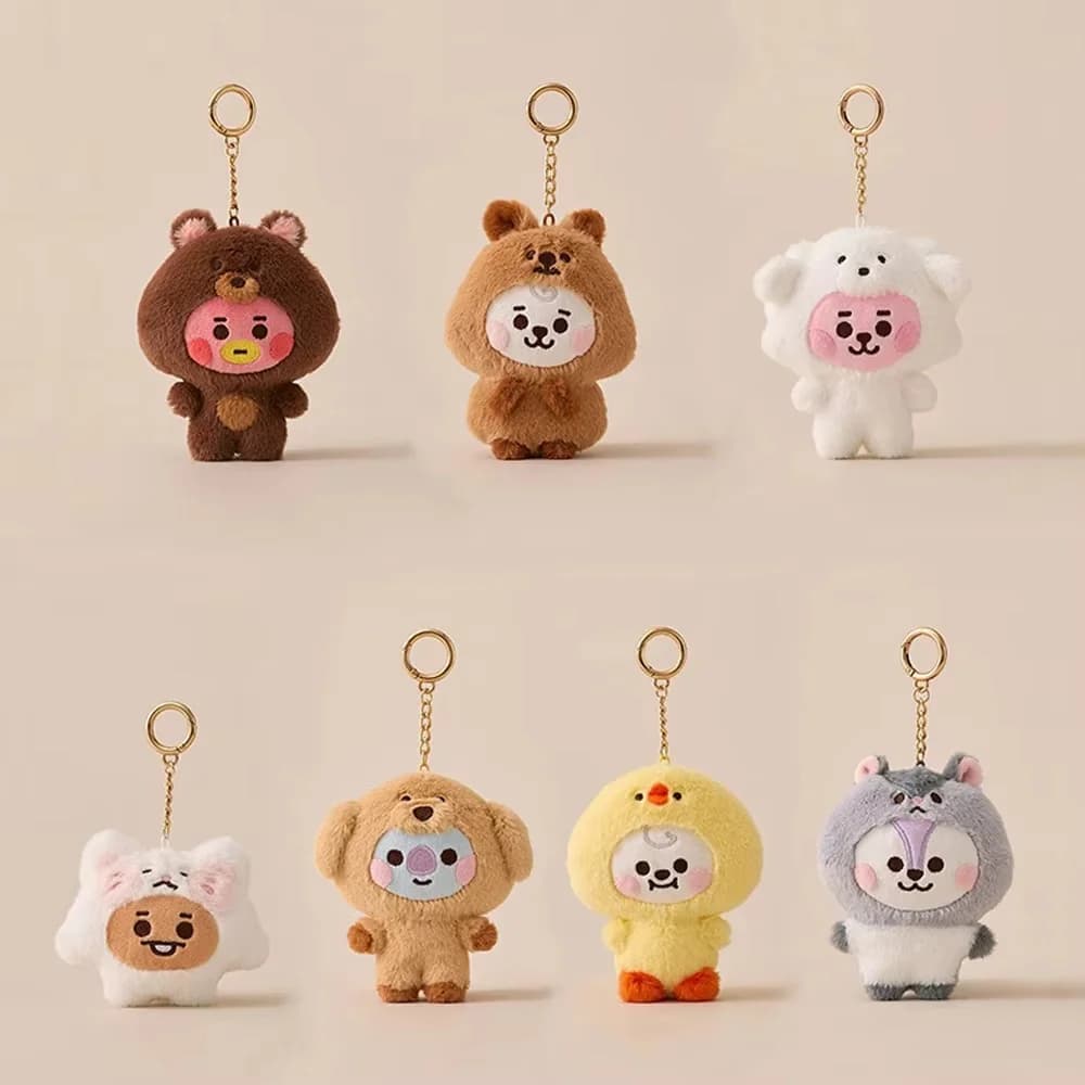 BT21 Baby Animal Series Plush Keychain Pendant Cute Kawaii CHIMMY COOKY KOYA TATA Stuffed Doll Bag Decoration Anime Gift Toys