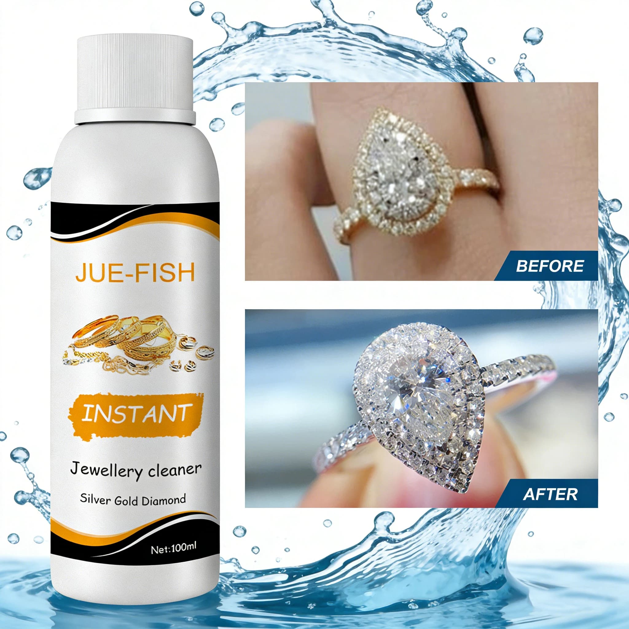 100ml Jewelry Cleaner Silver Jewelry Necklace Ring Clean Polishing Liquid Ring Care Washing Fluid Multi-Function Cleaner