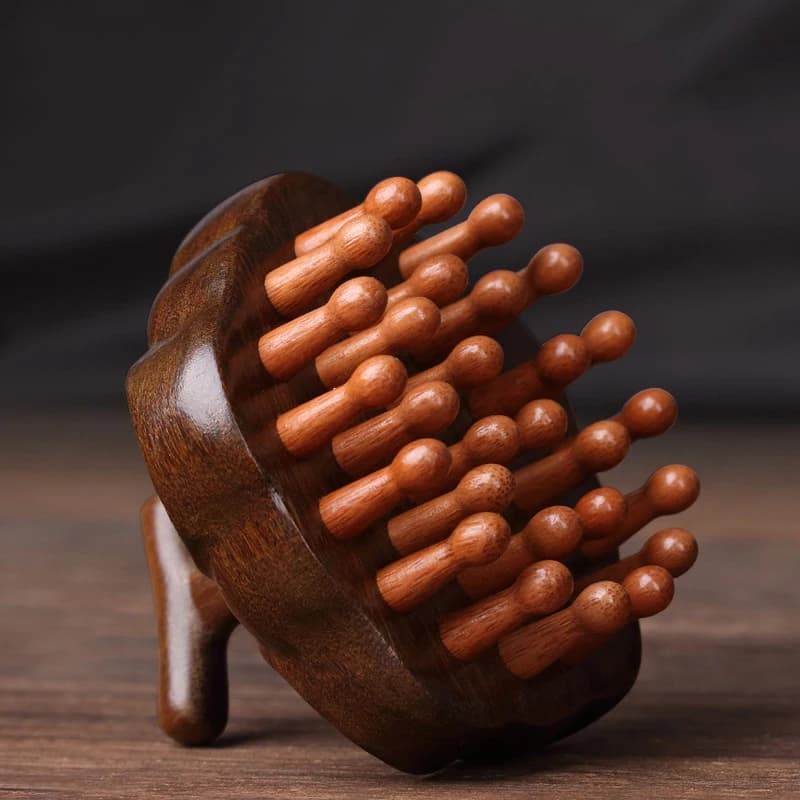 Multi-Functional Wood Therapy Massage Comb Scalp Head Massager Natural Sandalwood Circular Tooth Guasha Scraping Body Massager