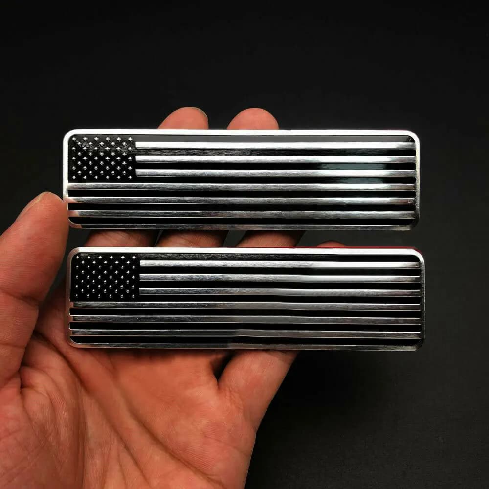 2pcs Black Metal USA American Flag Car Tuning Emblem Badge Motorcycle Sticker Fairing Car Accessories Exterior Parts