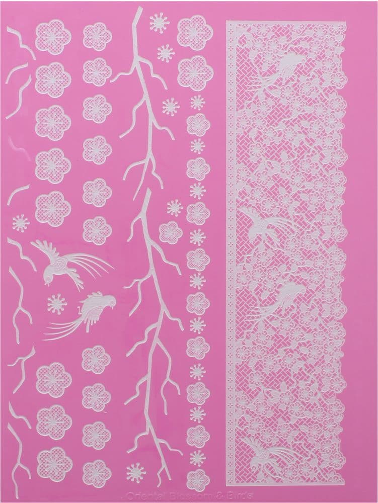 Oriental Blossom & Birds Cake Lace/Sukker Blonde, Claire Bowman