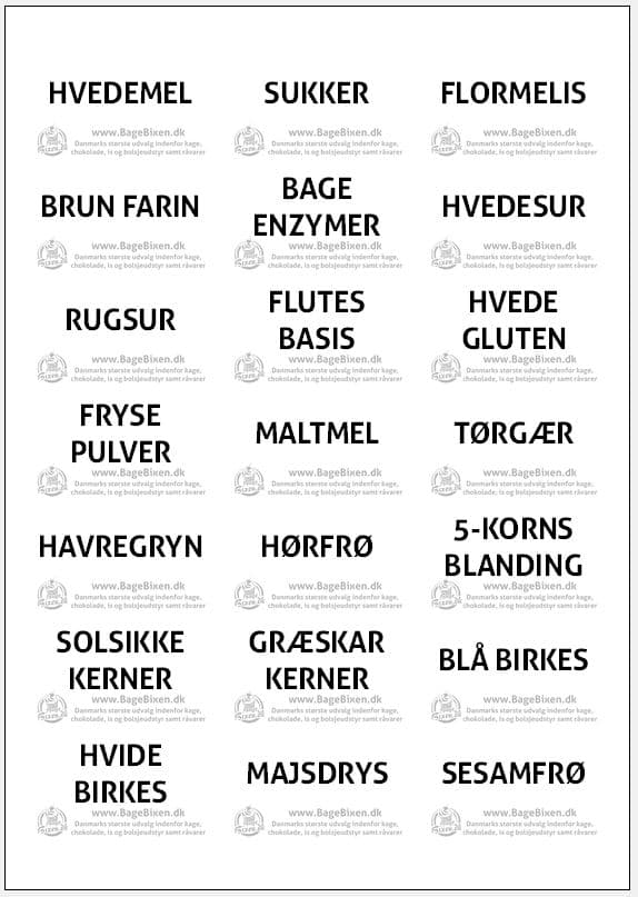Etiketter til Condibøtter - 2 ark, 42 labels