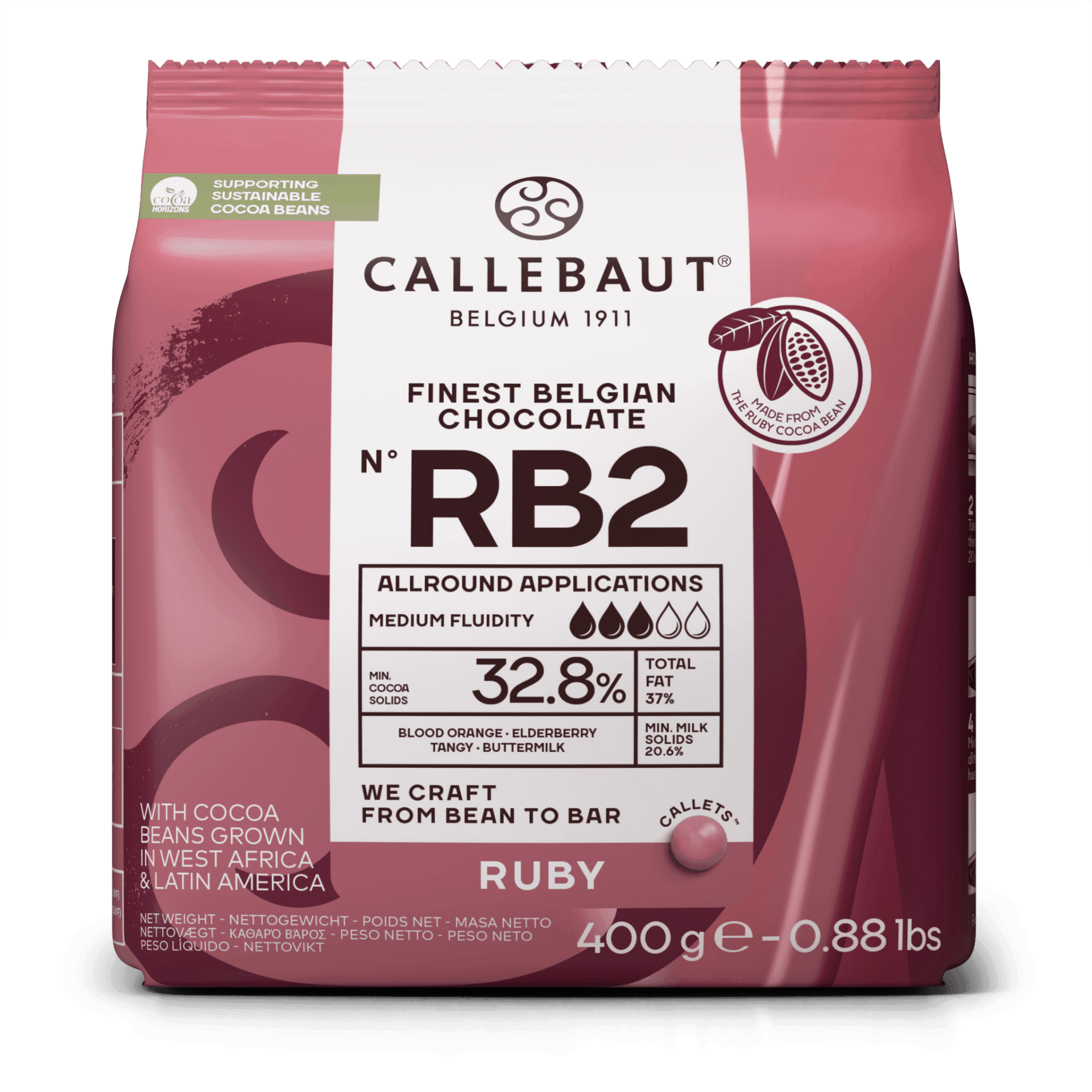 Callebaut Chokolade Ruby - 32,8 % Kakao, 400g