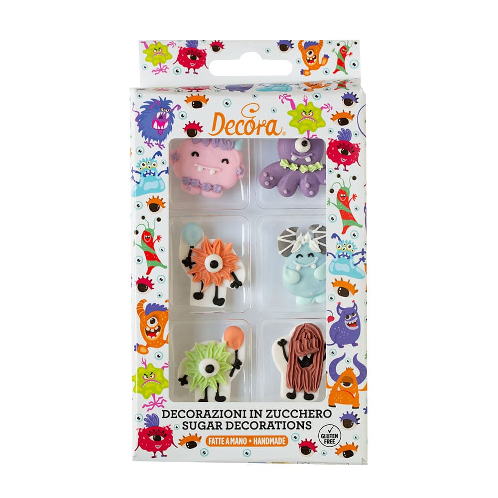 Monster Sukkerdekoration, 6 stk - Decora