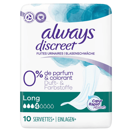 Always Discreet Long Incontinence Pads - 10 stk