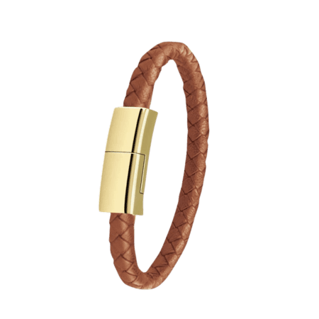 Læderarmbånd med iPhone Oplader - Brun