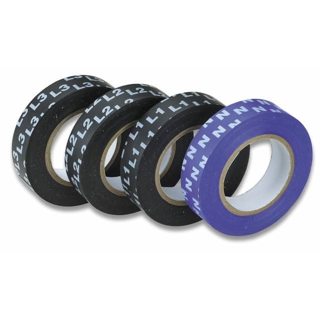 Cimco Tape PVC blå med hvid tekst n 15mmx10m