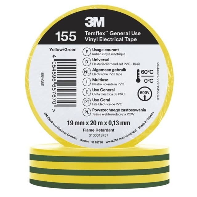 3m Tape vinyl 155 19mmx20m grøn/gul