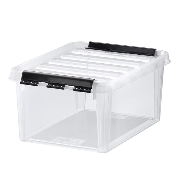 Plastkasse med låg klar 10l 34x25x16cm