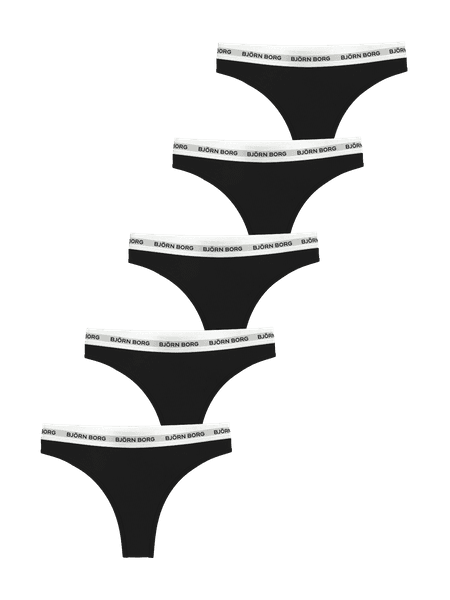 Björn Borg Logo Thongs 5-pack Sort, S
