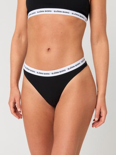Björn Borg Logo Thongs 3-pack Sort, XS