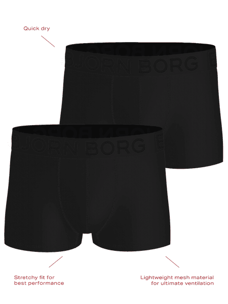 Björn Borg Sports Mesh Trunks 2-pack Sort, L