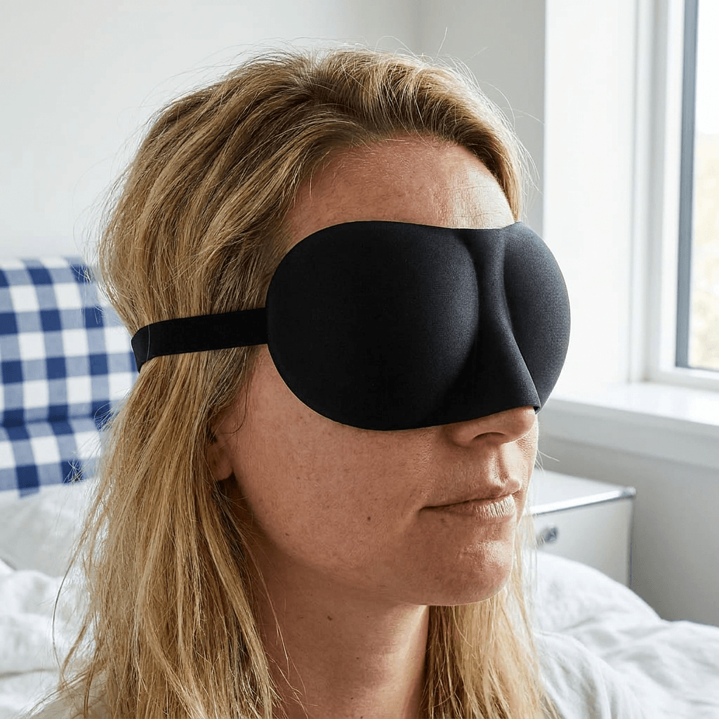 Sort 3D sovemaske - Formstøbt med lys blokering