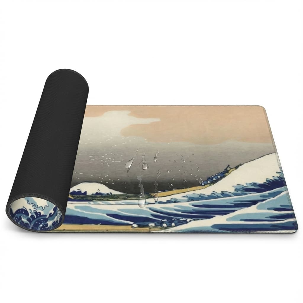 Stor musemåtte og tastatur underlag til skrivebordet, 80x30, "Great Wave"