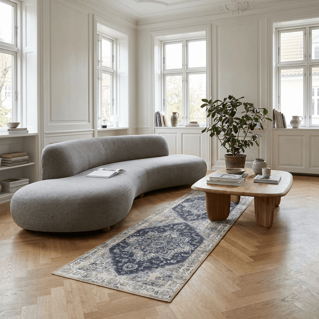 Tæppeløber blå chenille - OEKO-TEX® - 80×200 cm