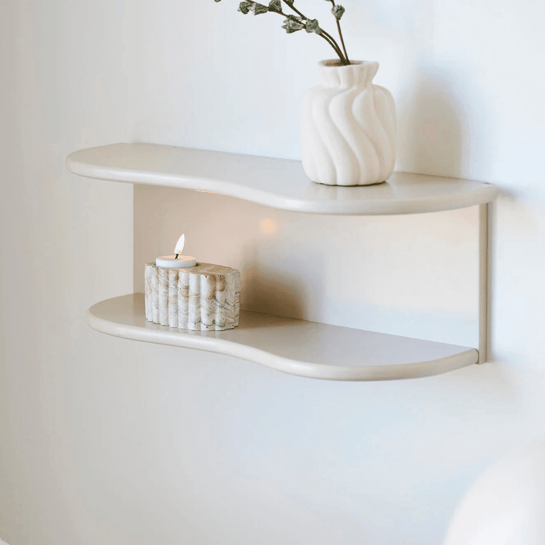Væghylde i beige MDF FSC® 100% – 44×17,5×H18 cm