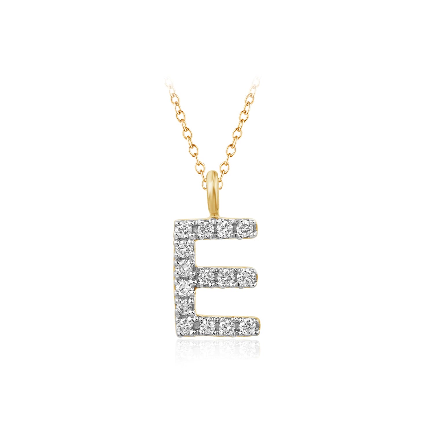 "My letter" Diamant bogstav E med kæde i 14 kt. Guld eller hvidguld - 14 kt. guld