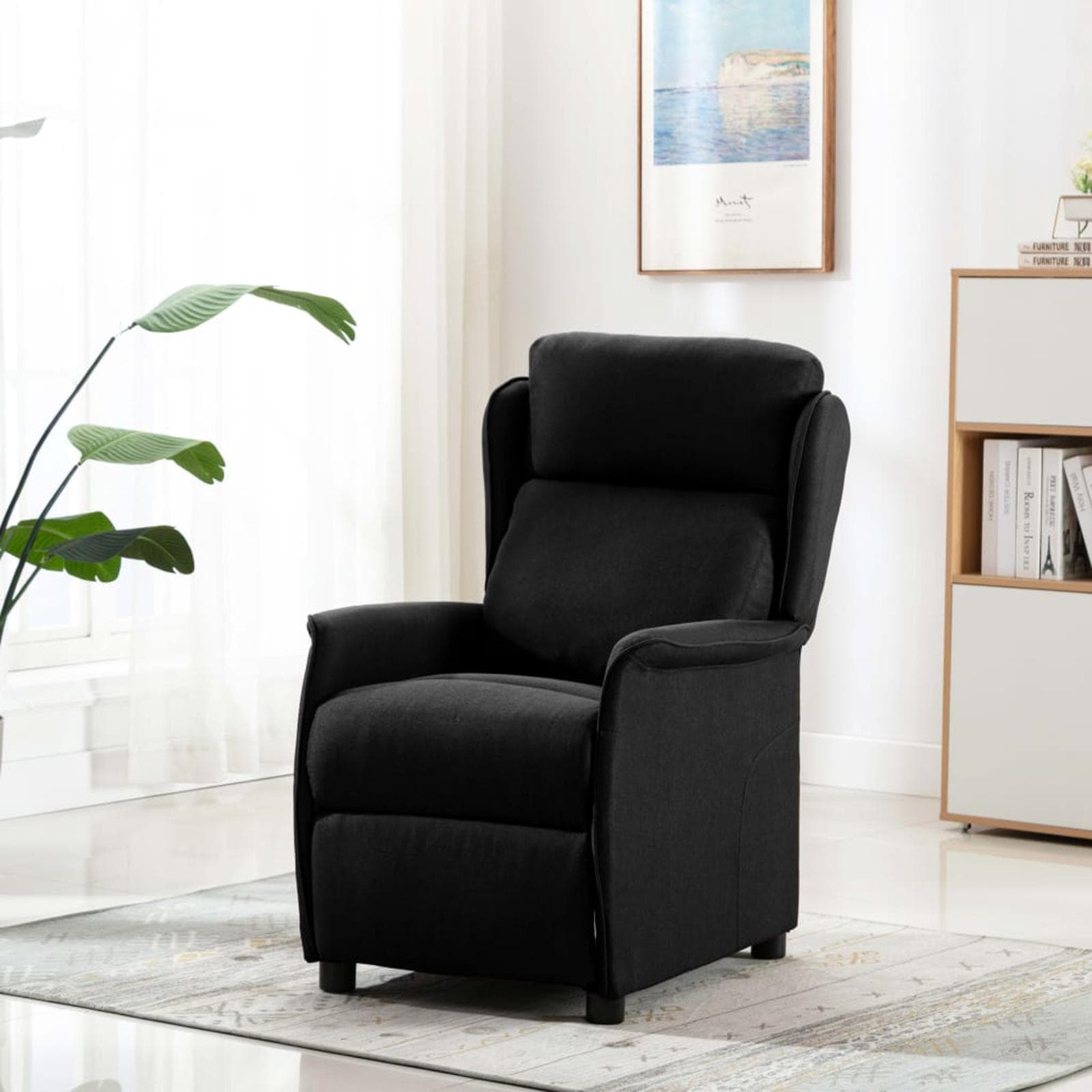 Massagestol med varme og 6-punkts massage - sort stof, 93,5 × 67,5 × 101,5 cm