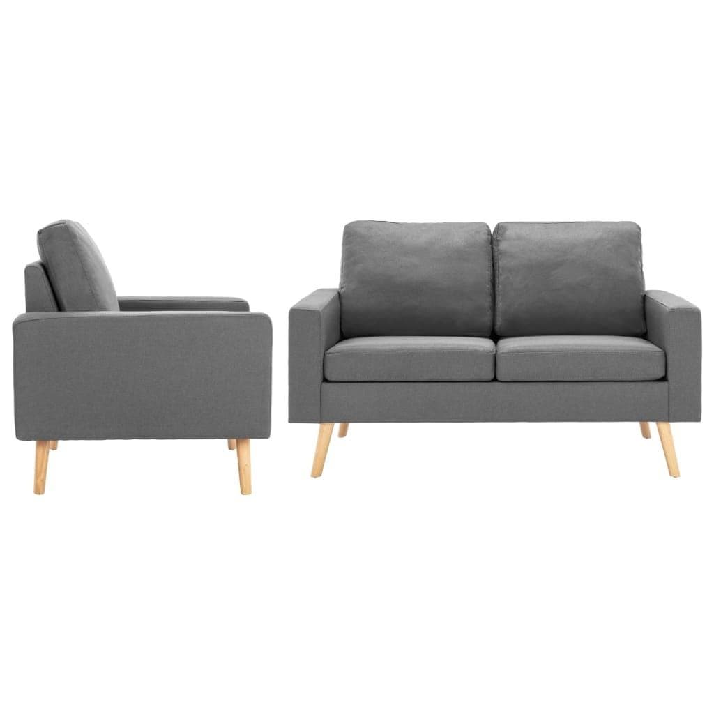Sofasæt i stof, 2 dele - lysegrå