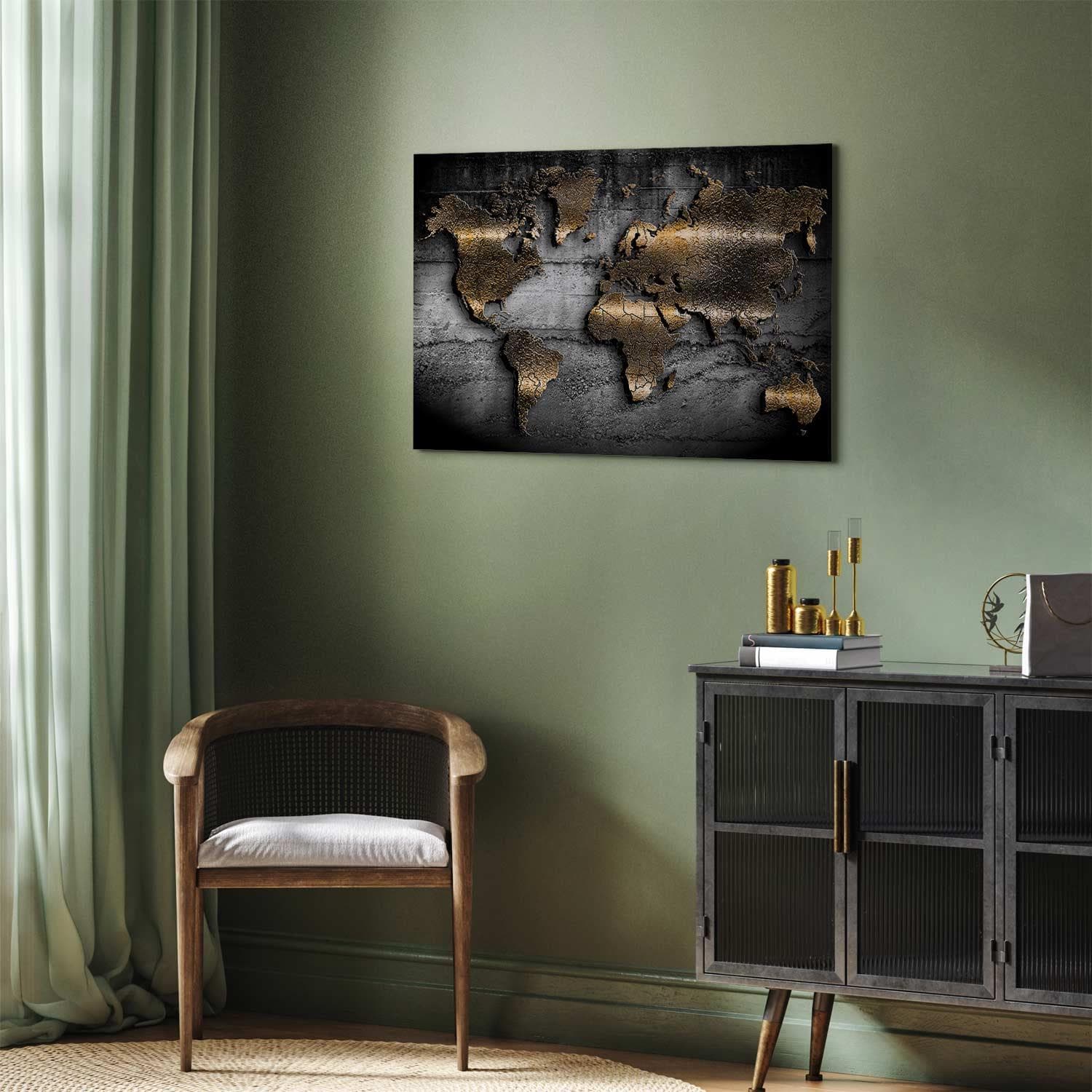 Lærredsbillede Verdens juveler - verdenskort i bredt format - 60 x 40 cm - Akustisk view 2