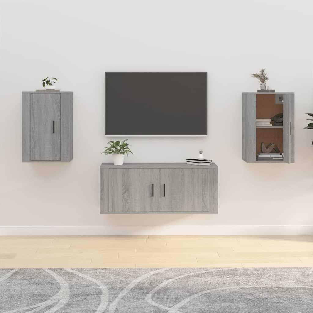 Væghængte tv-skabe - 2 stk. 40×34,5×60 cm i grå sonoma-eg