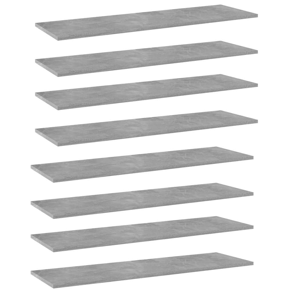 Boghylder 8 stk. 100 x 30 x 1,5 cm i konstrueret træ - betongrå