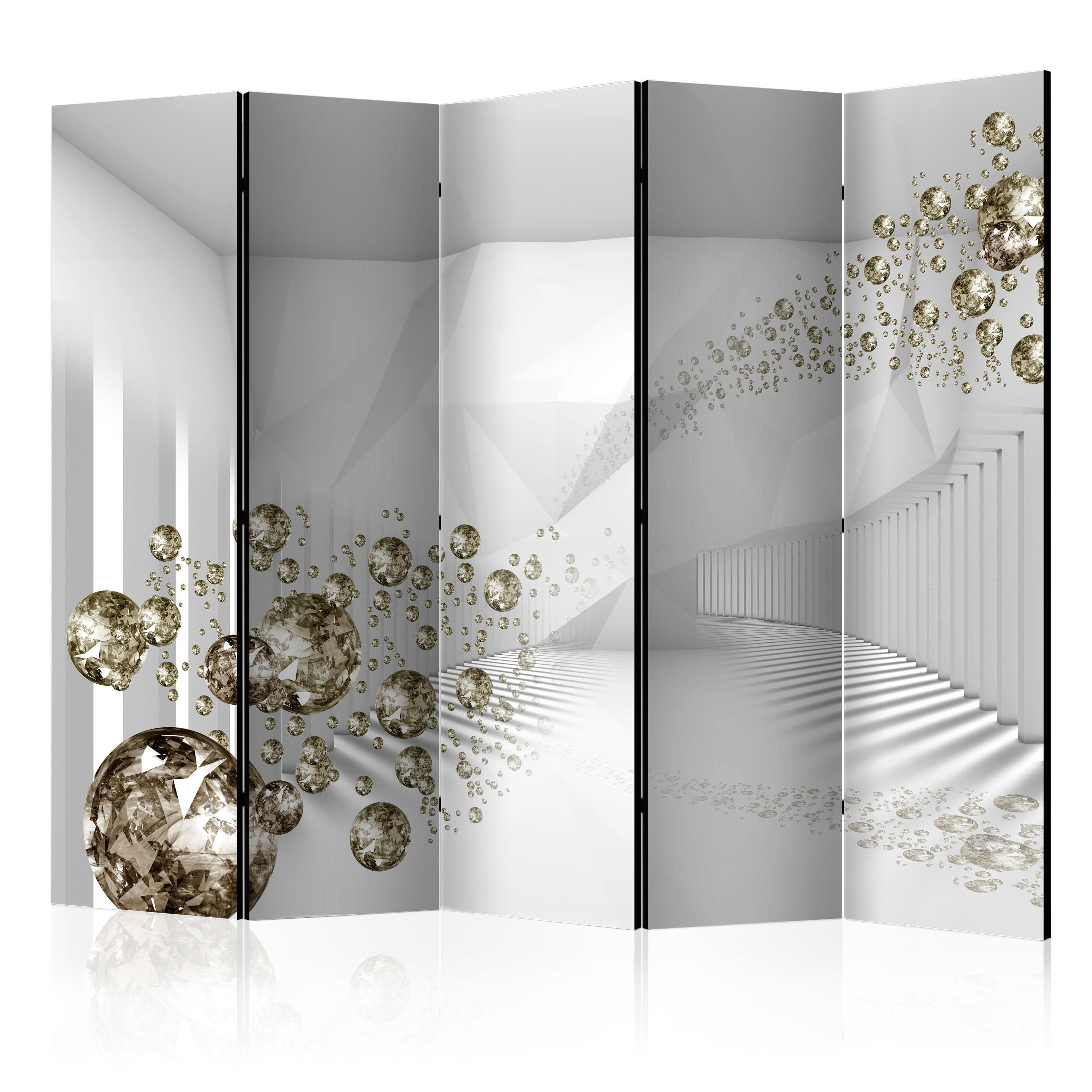 Skærmvæg Diamond Corridor II 225 x 172 cm - 5-panel 3D rumdeler - 225 x 172 cm - Akustik