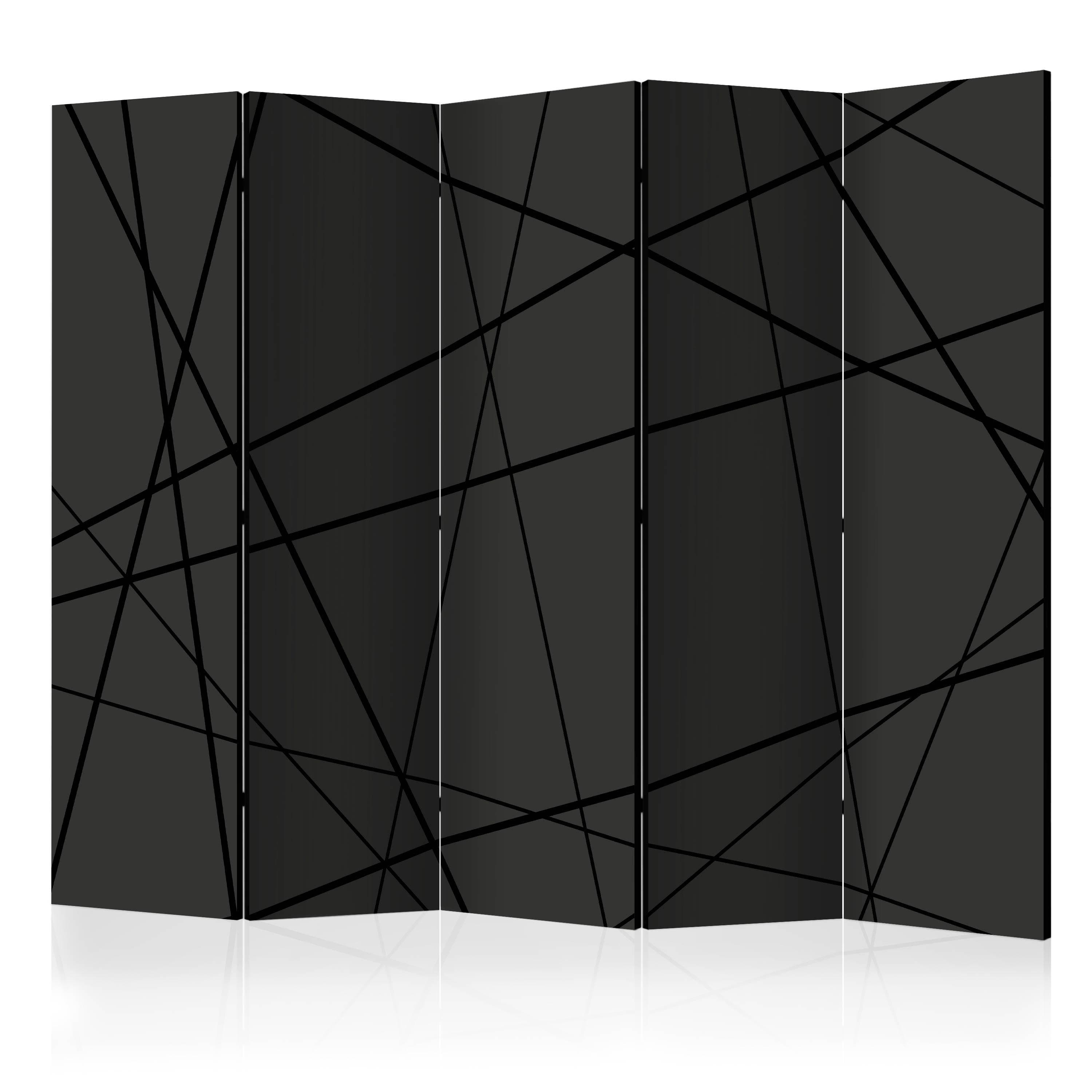 Skærmvæg Mørkt Krydspunkt II 225 x 172 cm - 5-panels rumdeler - 225 x 172 cm - Akustik