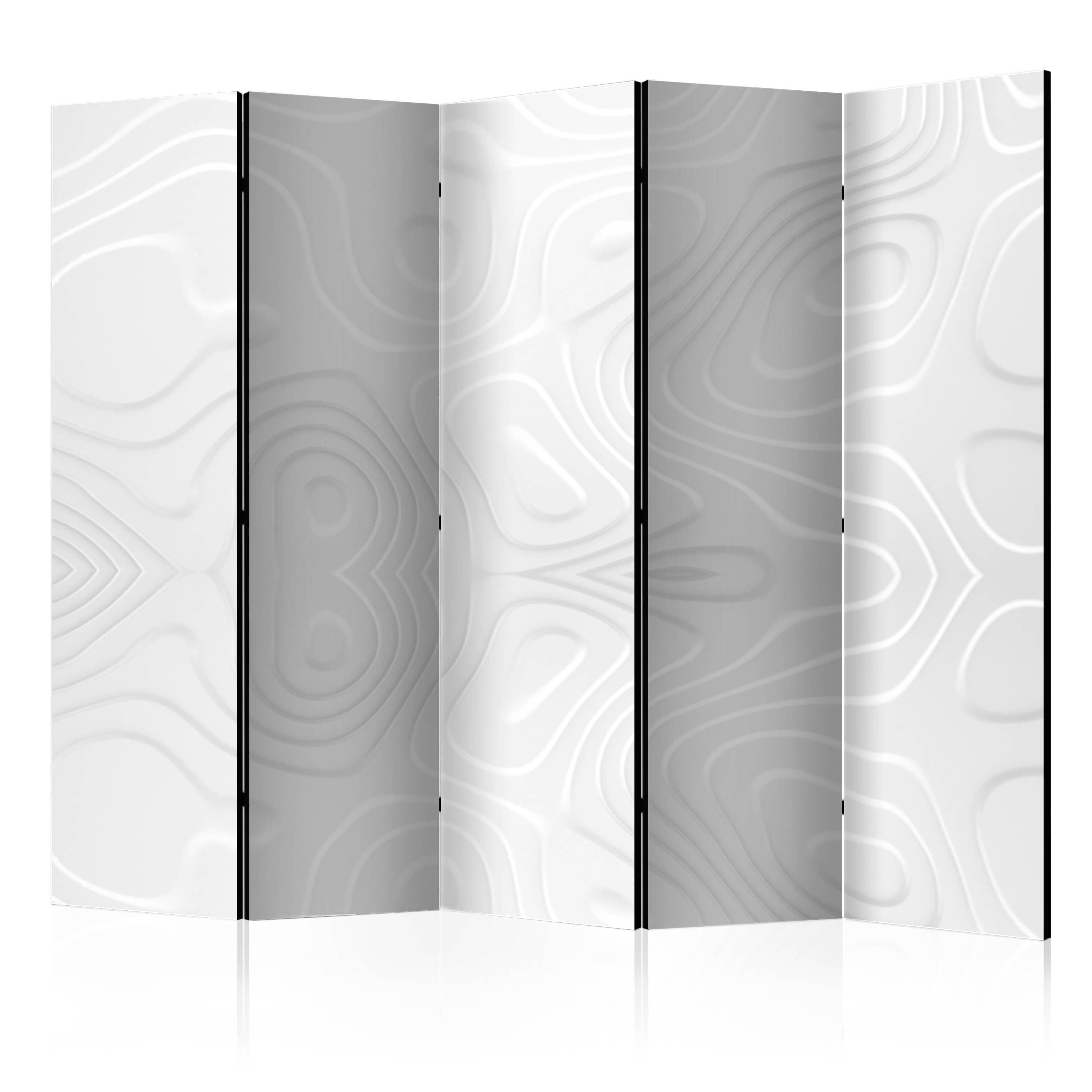 5-panels skærmvæg Hvide bølger II 225 x 172 cm - 225 x 172 cm - Akustik